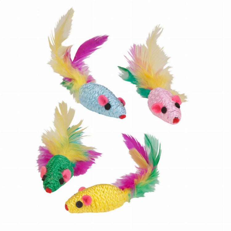 Kylie's® Brights Feather Rattler Mice, 4-Pack