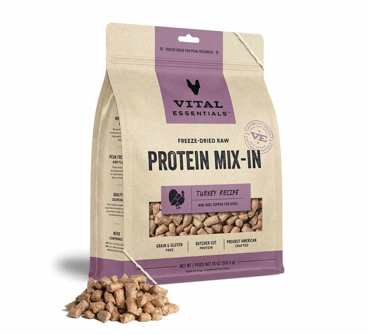 Vital Essentials Freeze-Dried Raw Turkey Protein Mix-In Meal Topper for Dogs