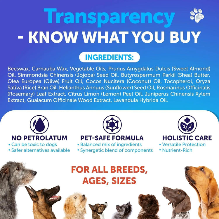 Dog Paw Balm Lick Safe Snout Soother Moisturizies Soothes & Nourishes Irritated Paw Pads and Dry Nose Protects from Cracks & Wounds Dog Feet Balm