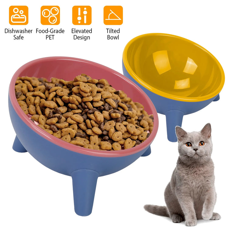 Raised Tilted Elevated Cat Food Bowl Pet