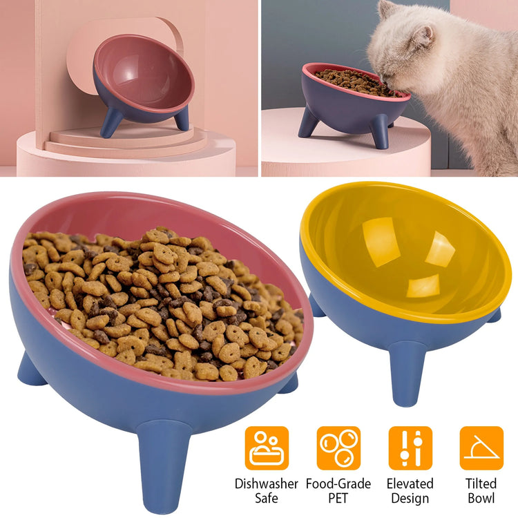 Raised Tilted Elevated Cat Food Bowl Pet