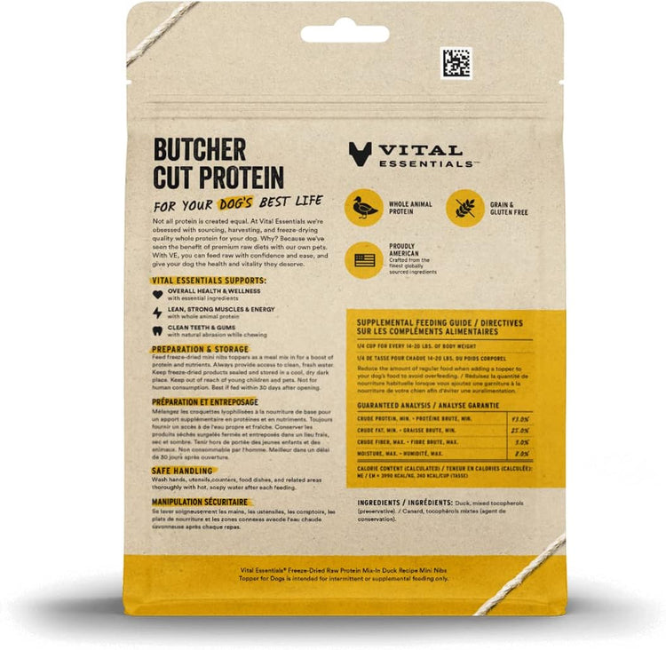 Vital Essentials(R) Freeze-Dried Raw Duck Protein Mix-In Meal Topper for Dogs