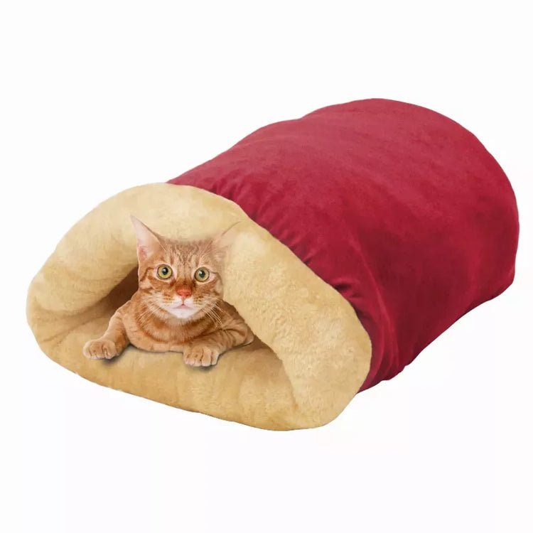 GOOPAWS 4-in-1 Self-Warming Cat Bed - Cozy Pet Hideaway, Sleeping Cuddle Cave