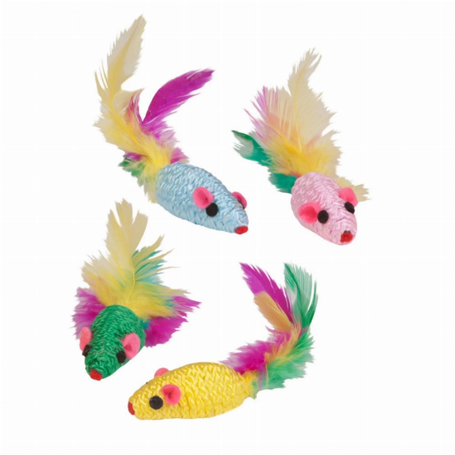 Kylie's® Brights Feather Rattler Mice, 4-Pack