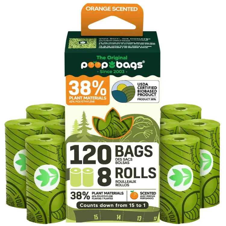 The Original Poop Bags Orange Scented USDA Biobased Rolls