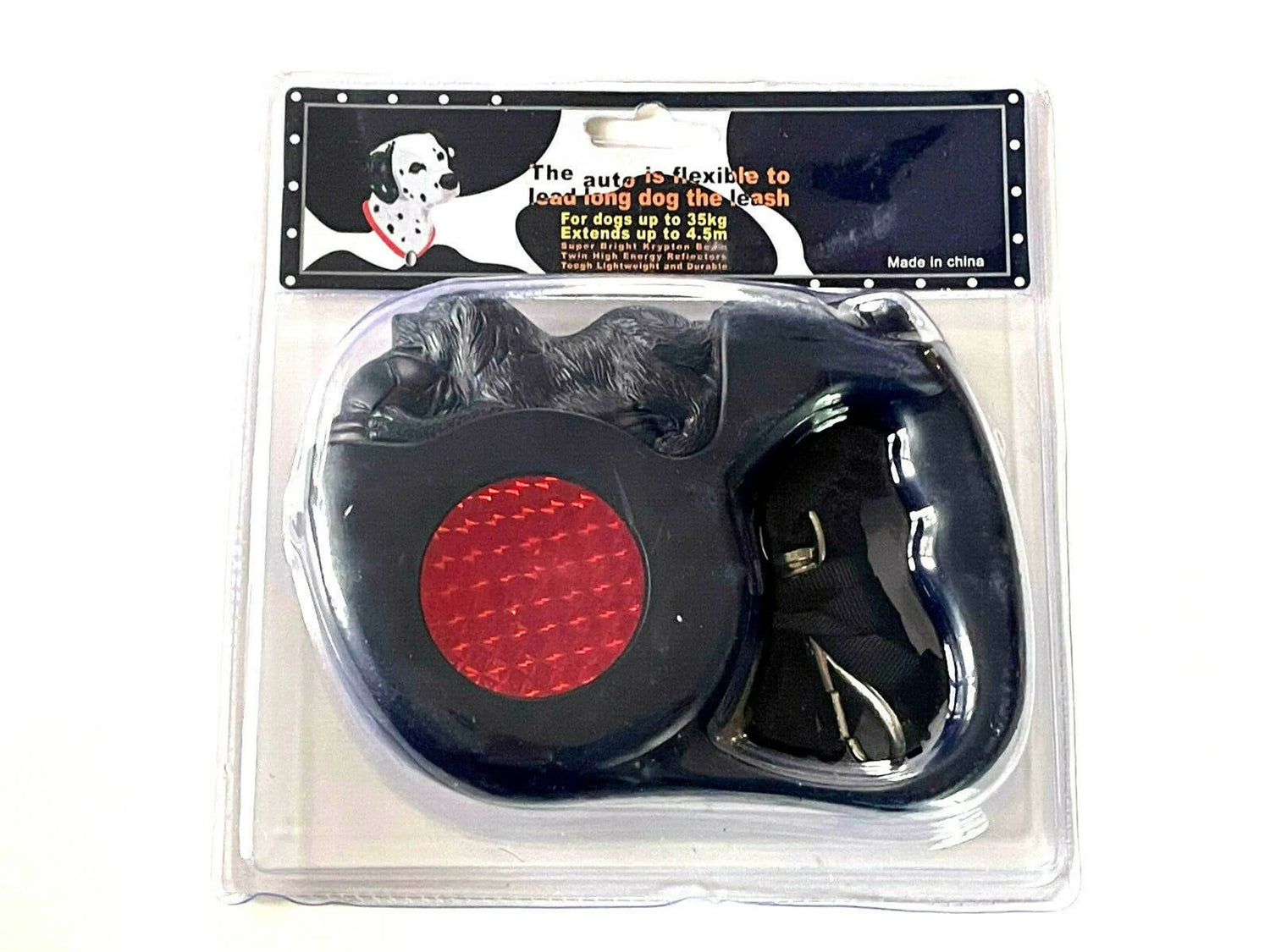 Reflective Retractable Pet Dog Leash Black