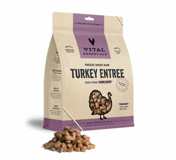 Vital Essentials Freeze-Dried Raw Turkey Entree Dog Food Mini Nibs