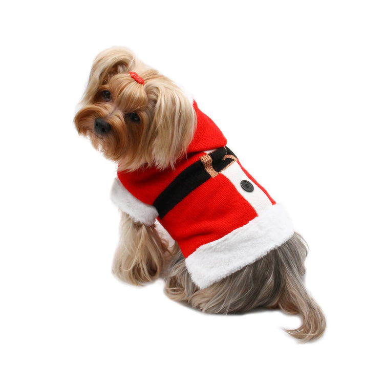 Festive Santa Hooded Sweater with Luxurious Soft Fur Trims - Holiday Fashion for All