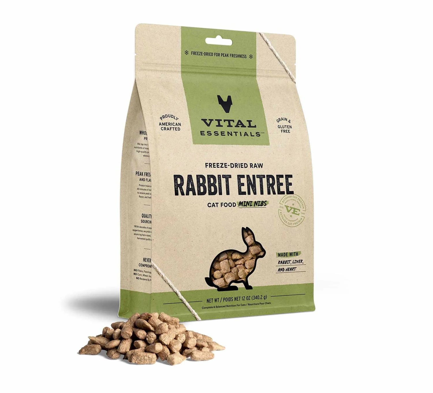 Vital Essentials® Freeze-Dried Raw Rabbit Entree Cat Food Mini Nibs