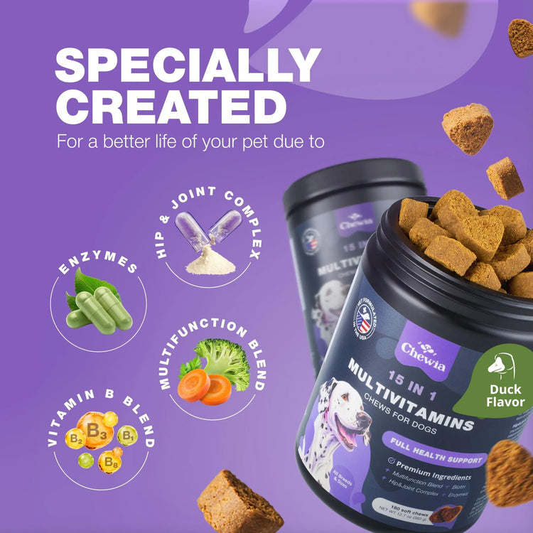 Dog Vitamins 15 in 1 Dog Multivitamin Chews