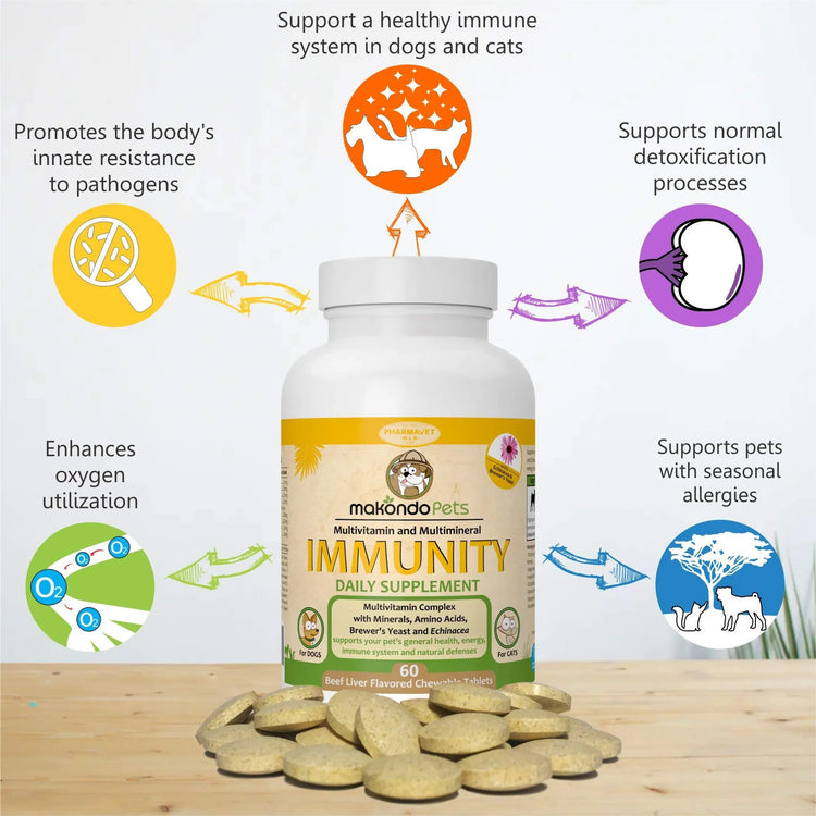 Immune Support Dog Supplement Dog Allergy Relief with Vitamins Minerals Echinacea and Brewers Yeast for Dogs Immunity Dog Health Supplies Dog Itch Rel