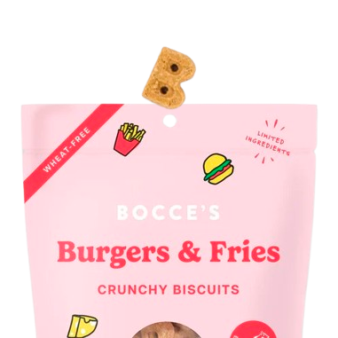 Bocce's Bakery Burgers & Fries Biscuit Dog Treats 5oz