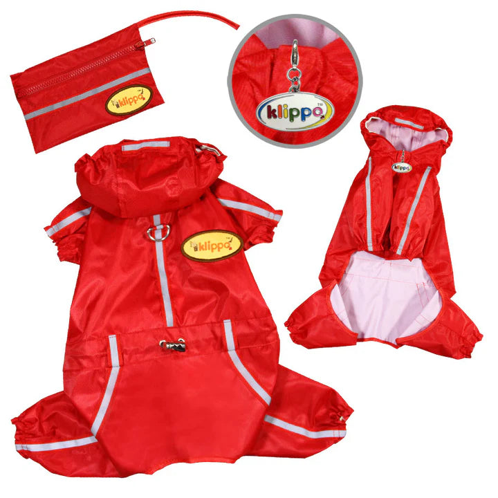 Raincoat Bodysuit with Reflective Stripes & Matching Pouch: Stylish and Safe Rain Gear
