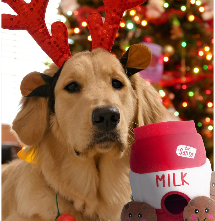 ZippyPaws Holiday Zippy Burrow Santa's Milk and Cookies Plush Dog Toy